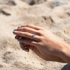 ice blue aqua spinel coupled with a IGI Certified cushion cut lab grown diamond Rings - DisneyValley