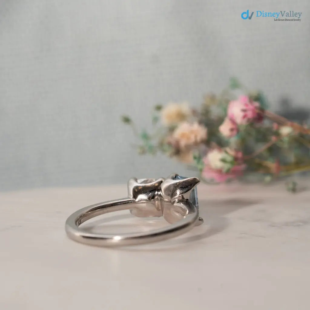 ice blue aqua spinel coupled with a IGI Certified cushion cut lab grown diamond Rings - DisneyValley