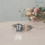 ice blue aqua spinel coupled with a IGI Certified cushion cut lab grown diamond Rings - DisneyValley