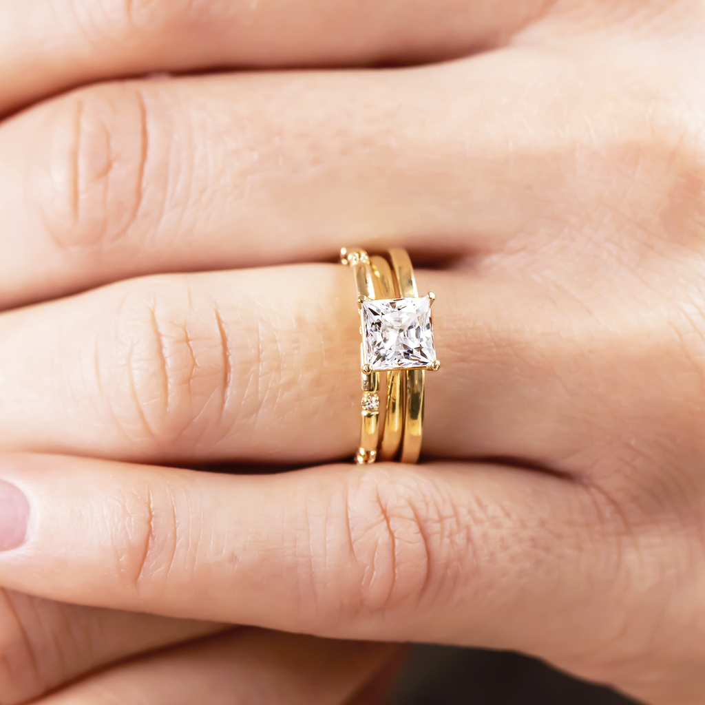1.50 CT Princess Moissanite Solitaire Engagement Ring