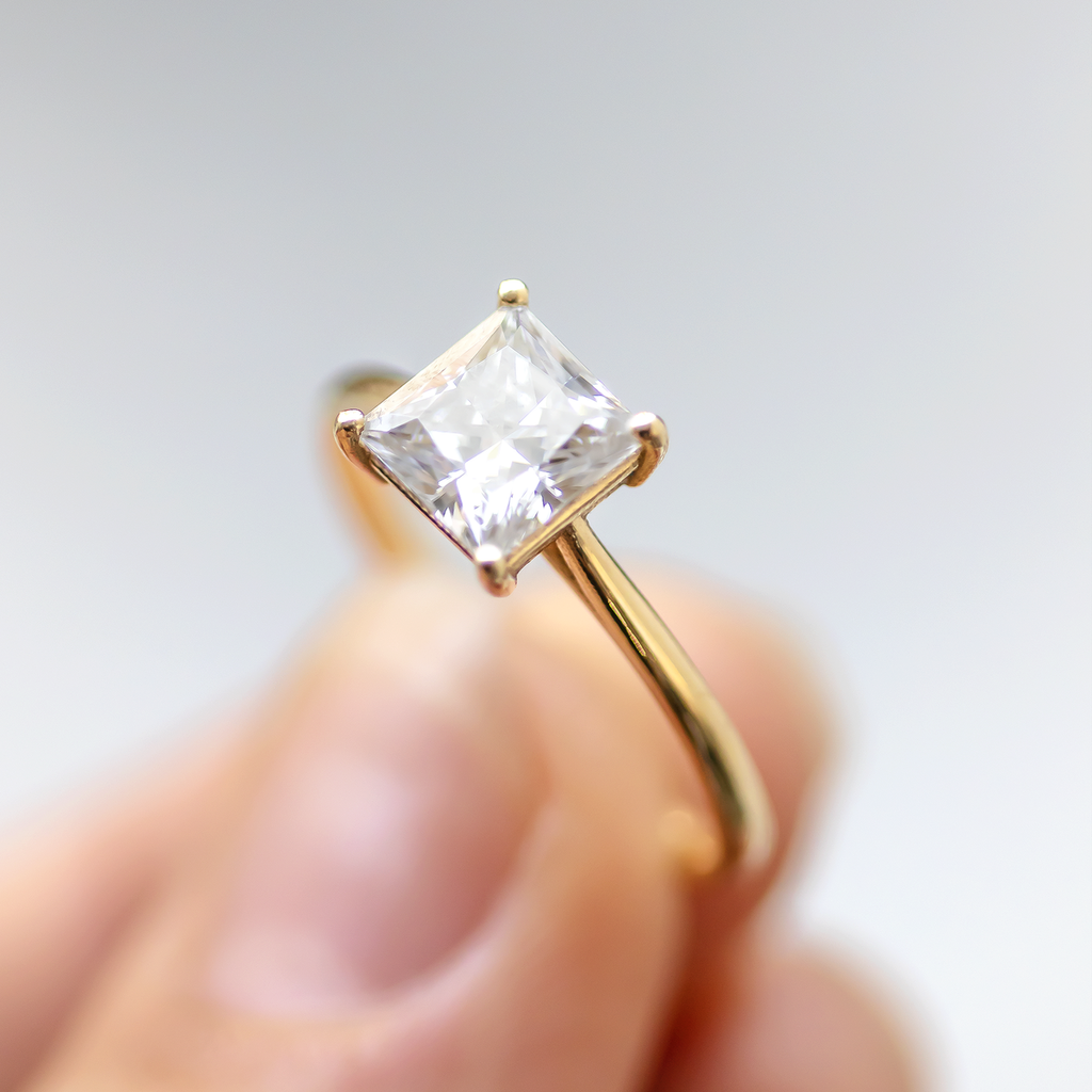 1.50 CT Princess Moissanite Solitaire Engagement Ring