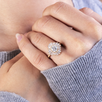 1.0 CT Round Cut Ballerina Style Moissanite Engagement Ring