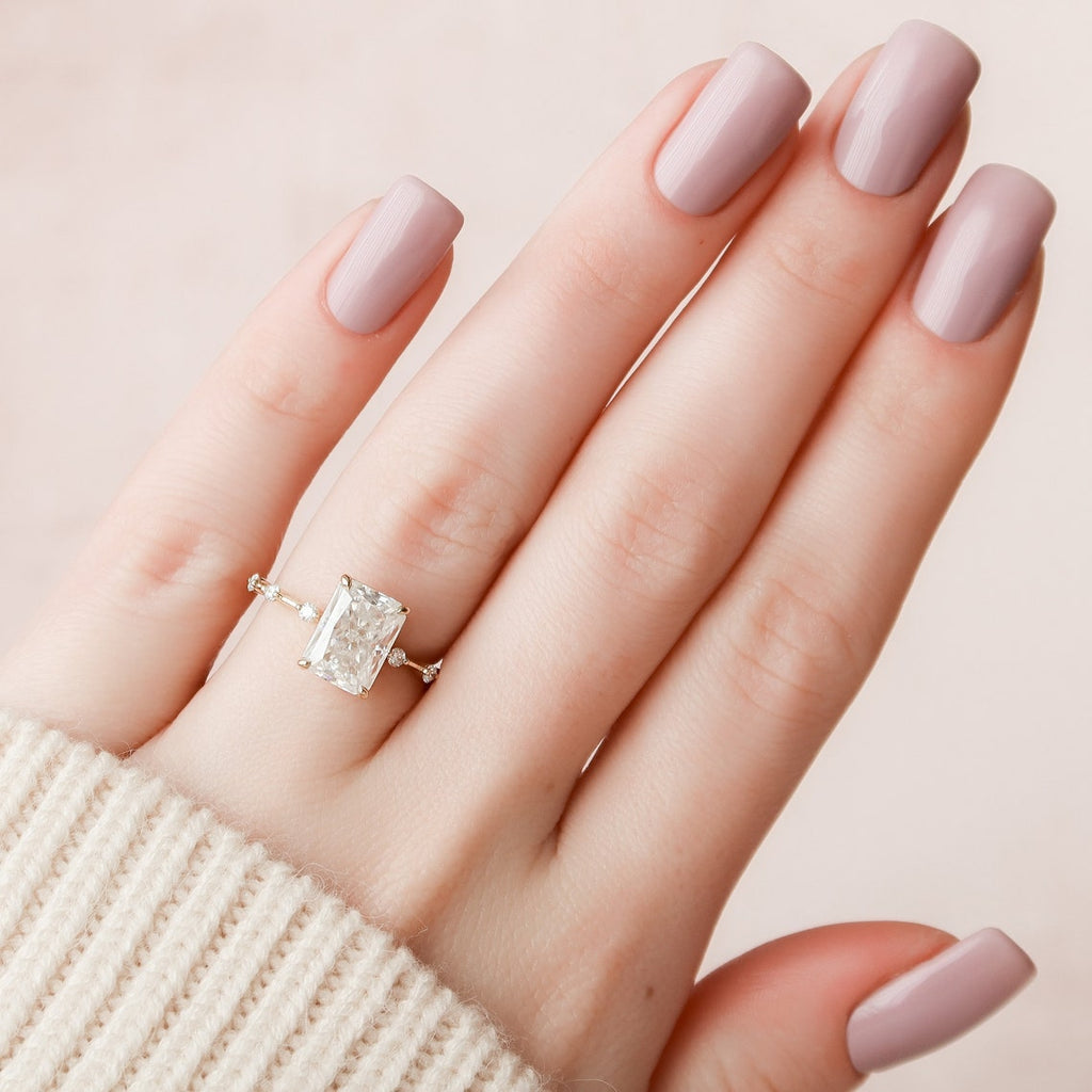 3.50 CT Radiant Cut Moissanite Dainty Engagement Ring