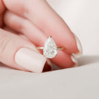 2.50 CT Pear Moissanite Hidden Halo Engagement Ring
