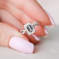 2.0CT Emerald Cut Moissanite Nature Inspired Style Engagement Ring