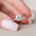 1.0 CT Round Cut Moissanite Hidden Halo Style Engagement Ring