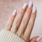 1.0 CT Round Cut Moissanite Hidden Halo Style Engagement Ring