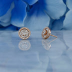 0.83 TCW Round & Baguette Moissanite Diamond Cluster Stud Earrings