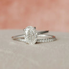 1.50CT Oval Cut Moissanite Solitaire Bridal Ring Set