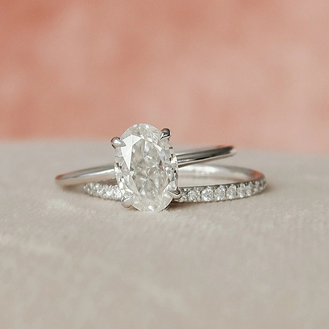1.50CT Oval Cut Moissanite Solitaire Bridal Ring Set