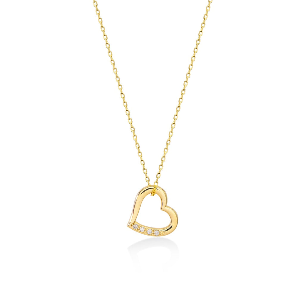 0.01 TCW Round Moissanite Diamond Heart Necklace