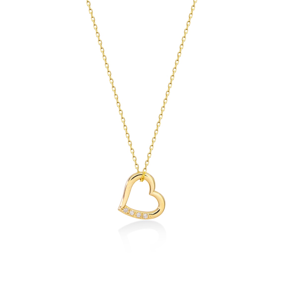 0.01 TCW Round Moissanite Diamond Heart Necklace