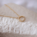 0.02 TCW Round Moissanite Diamond Circle Necklace