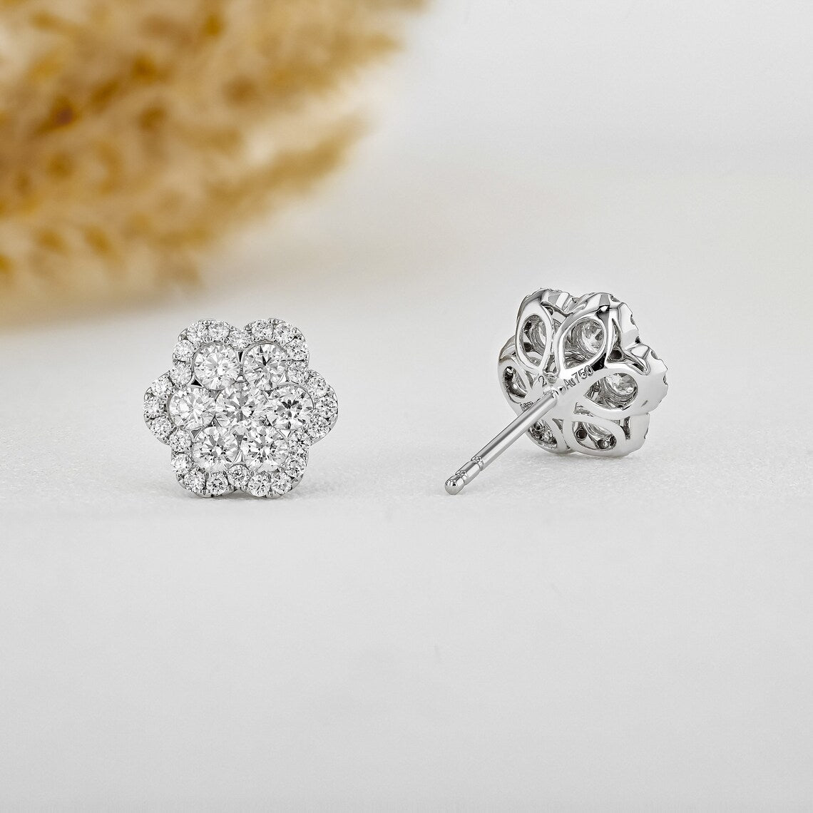 1.22 TCW Round Moissanite Diamond Stud Earrings