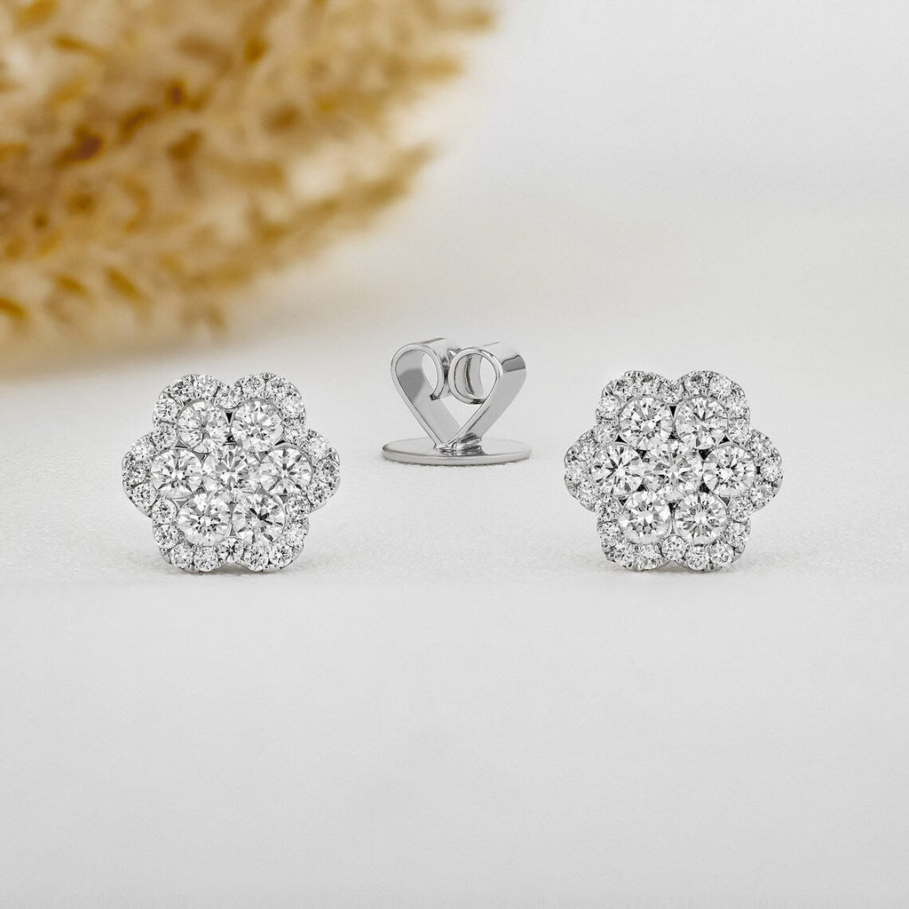 1.22 TCW Round Moissanite Diamond Stud Earrings