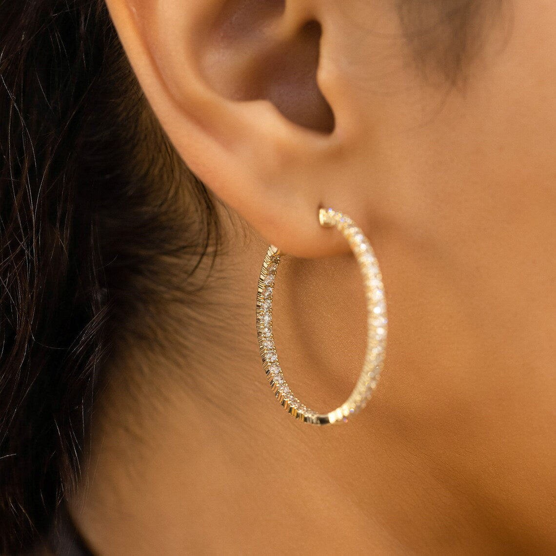 2.66 TCW Round Moissanite Diamond Hoop Earrings