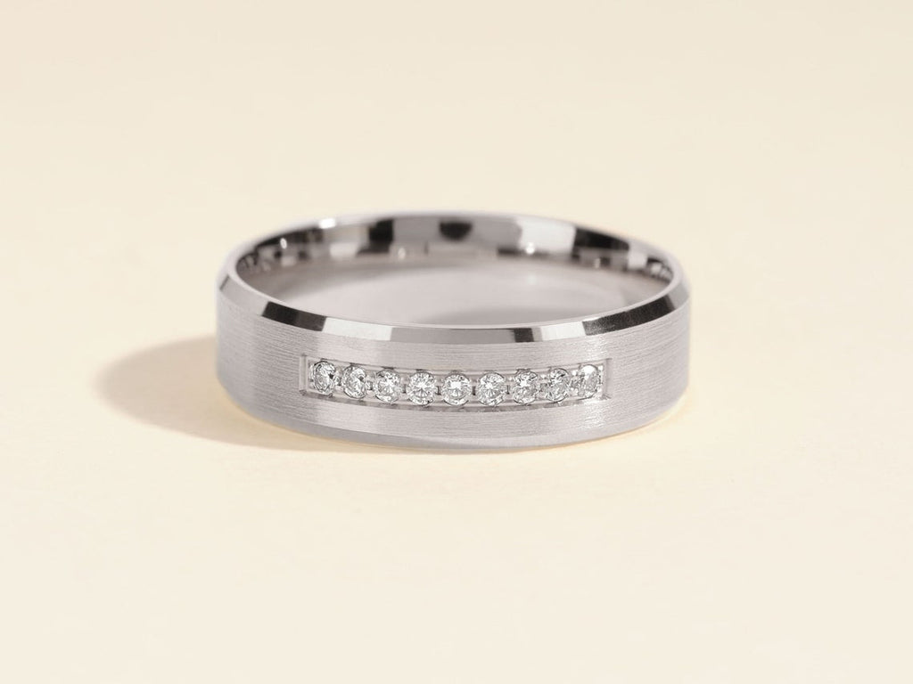 0.15 CT Round Cut Moissanite Nine-Stone Men's Wedding Band