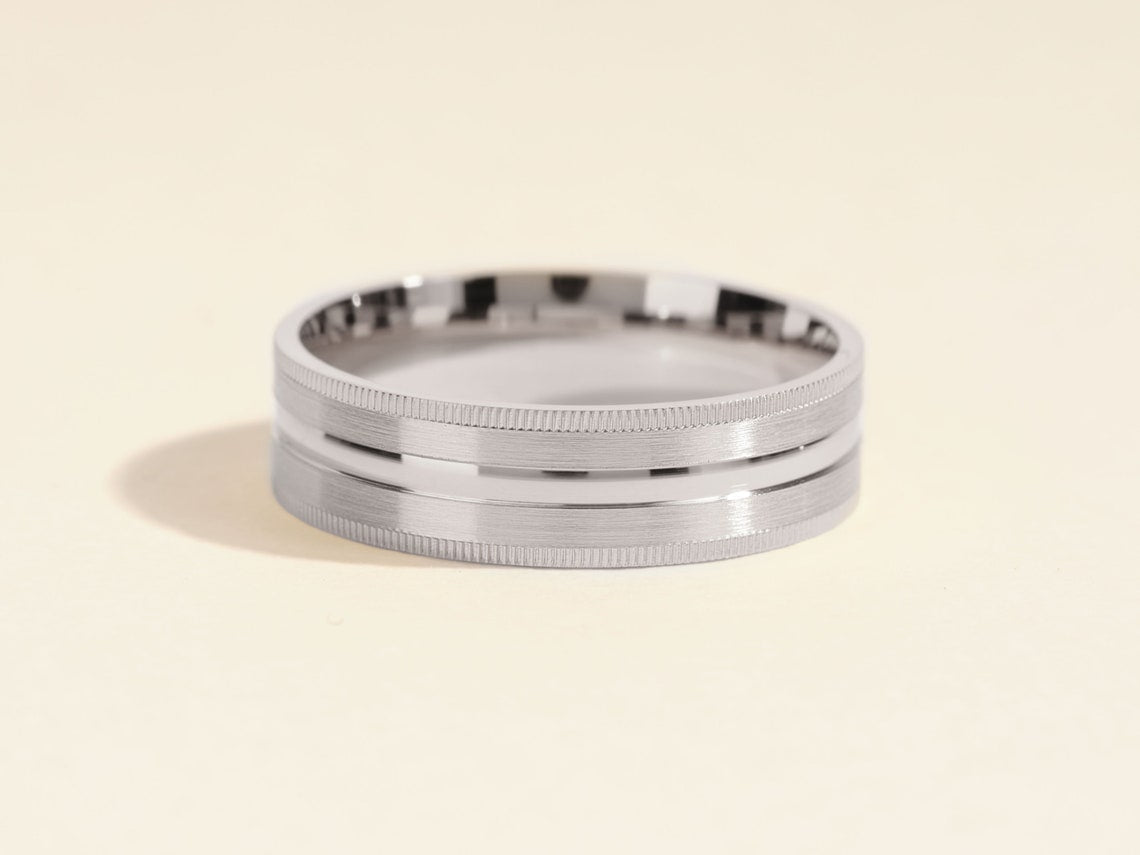 Milgrain Edge Plain man's wedding band