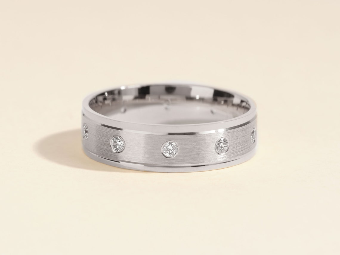 Men's Ten Stone Diamond Wedding Band