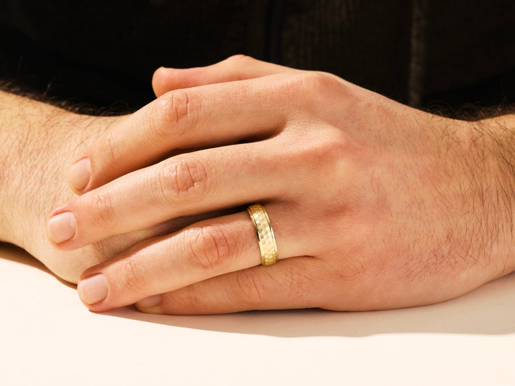 Men's Wedding Band with Beveled Edges