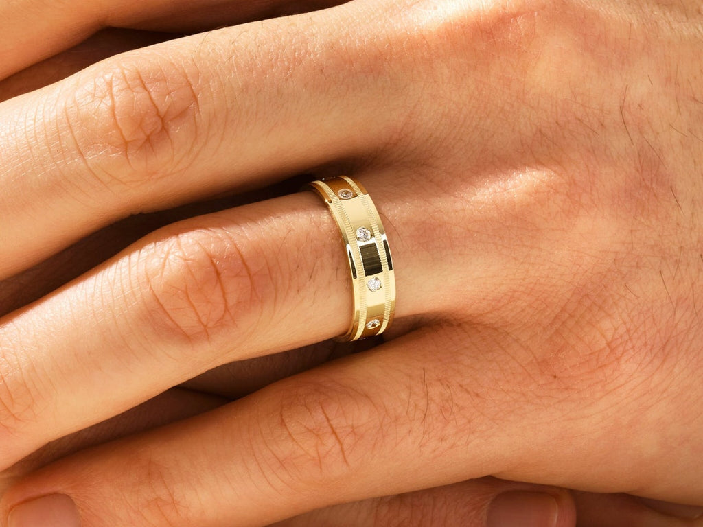 0.15 CT Round Ten-Stone Style Men's Wedding Band.