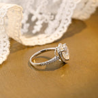 1.0 CT Heart Moissanite Diamond Halo Pave Ring