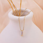 0.10 TCW Baguette Moissanite Diamond Solitaire Necklace