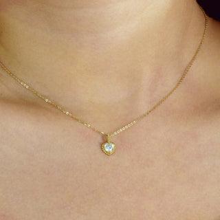 Milgrain Solitare Heart moissanite necklace