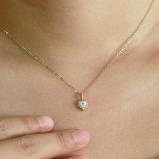 Milgrain Solitare Heart moissanite necklace