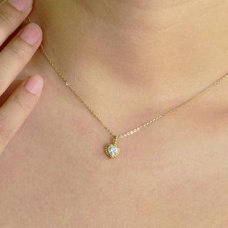 Milgrain Solitare Heart moissanite necklace