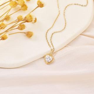 Milgrain Solitare Heart moissanite necklace