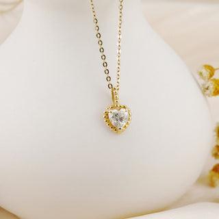 Milgrain Solitare Heart moissanite necklace