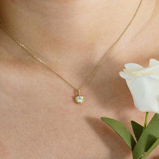 Milgrain Solitare Heart moissanite necklace