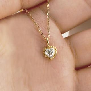 Milgrain Solitare Heart moissanite necklace