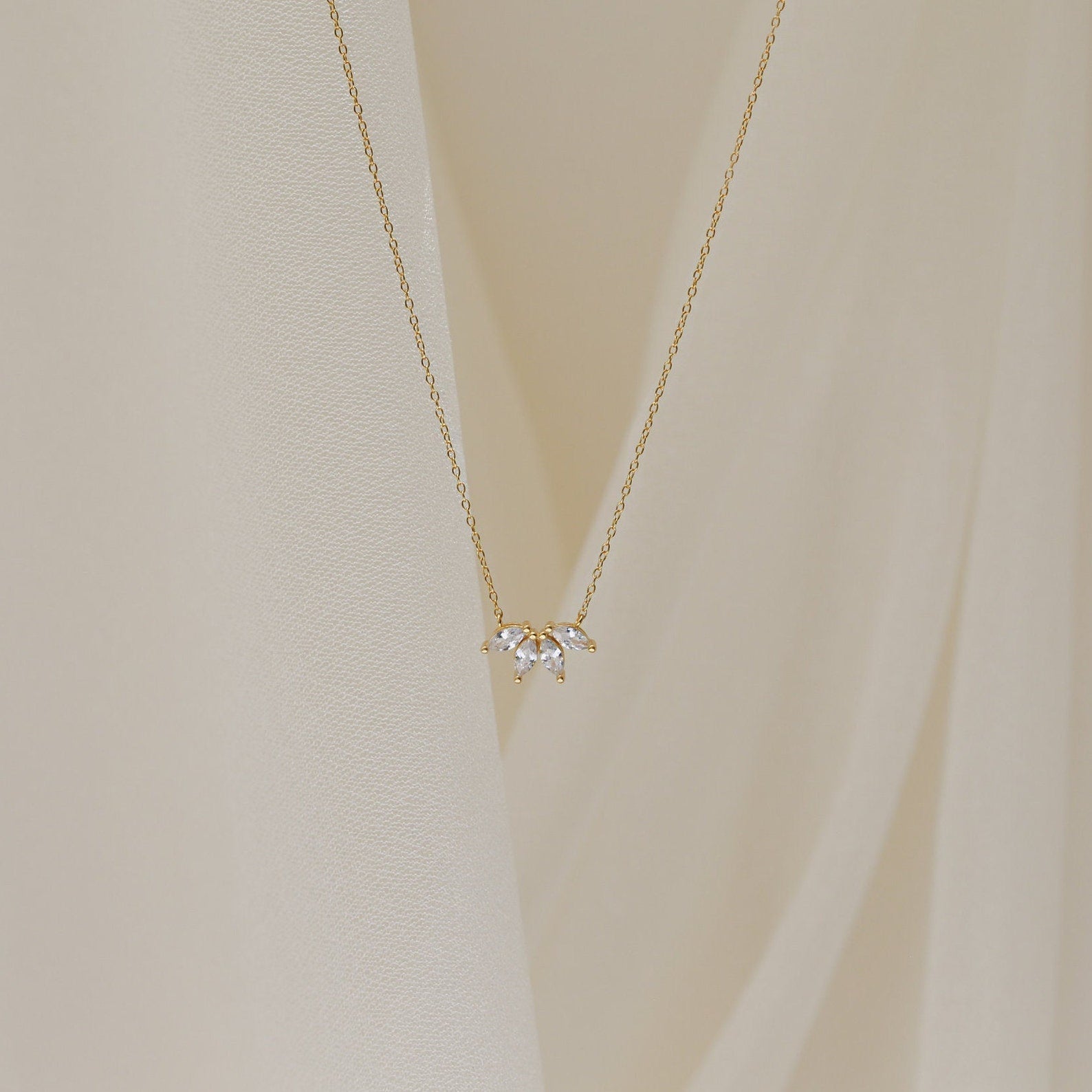 0.20 TCW Marquise Moissanite Minimalsit Necklace