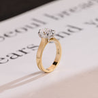 Solid Gold 3mm Band Oval Cut Moissanite Engagement Ring, Two-Tone Ring