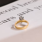 Solid Gold 3mm Band Oval Cut Moissanite Engagement Ring, Two-Tone Ring