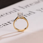 Solid Gold 3mm Band Oval Cut Moissanite Engagement Ring, Two-Tone Ring