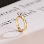 Solid Gold 3mm Band Oval Cut Moissanite Engagement Ring, Two-Tone Ring