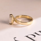 Solid Gold Radiant Moissanite Engagement Ring, Solitaire Ring, Aniversary Gift for Her,
