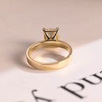 Solid Gold Radiant Moissanite Engagement Ring, Solitaire Ring, Aniversary Gift for Her,