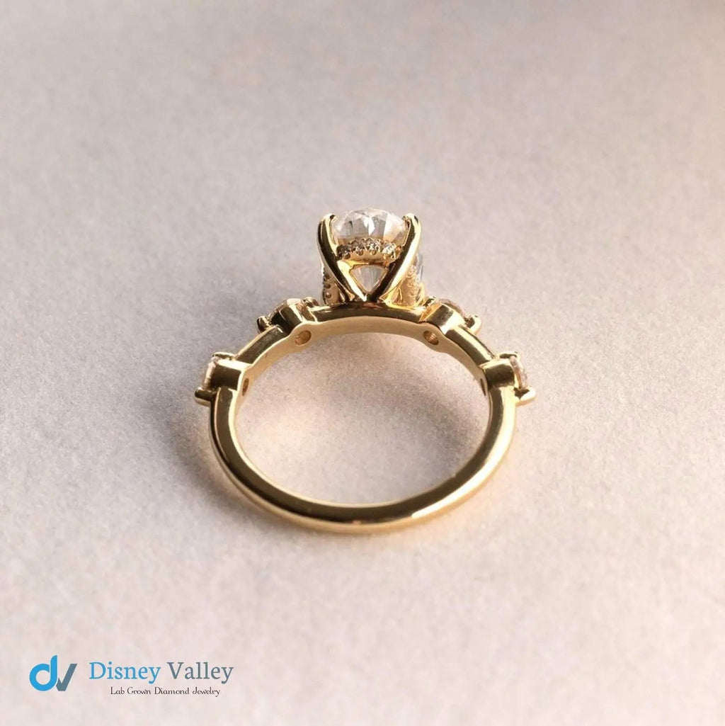 2 CT Oval Cut Lab Grown Engagement Ring Antique Yellow Gold Ring - DisneyValley