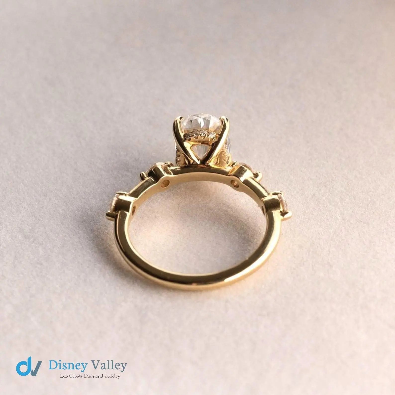 2 CT Oval Cut Lab Grown Engagement Ring Antique Yellow Gold Ring - DisneyValley