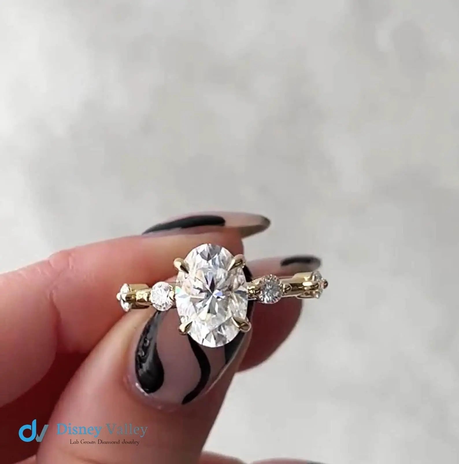 2 CT Oval Cut Lab Grown Engagement Ring Antique Yellow Gold Ring - DisneyValley