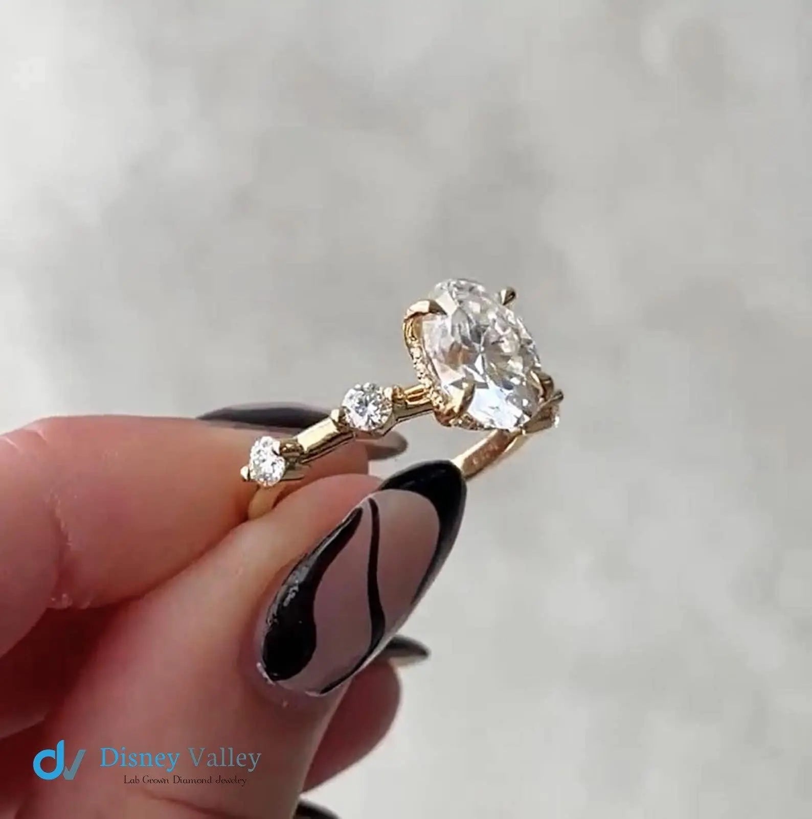 2 CT Oval Cut Lab Grown Engagement Ring Antique Yellow Gold Ring - DisneyValley