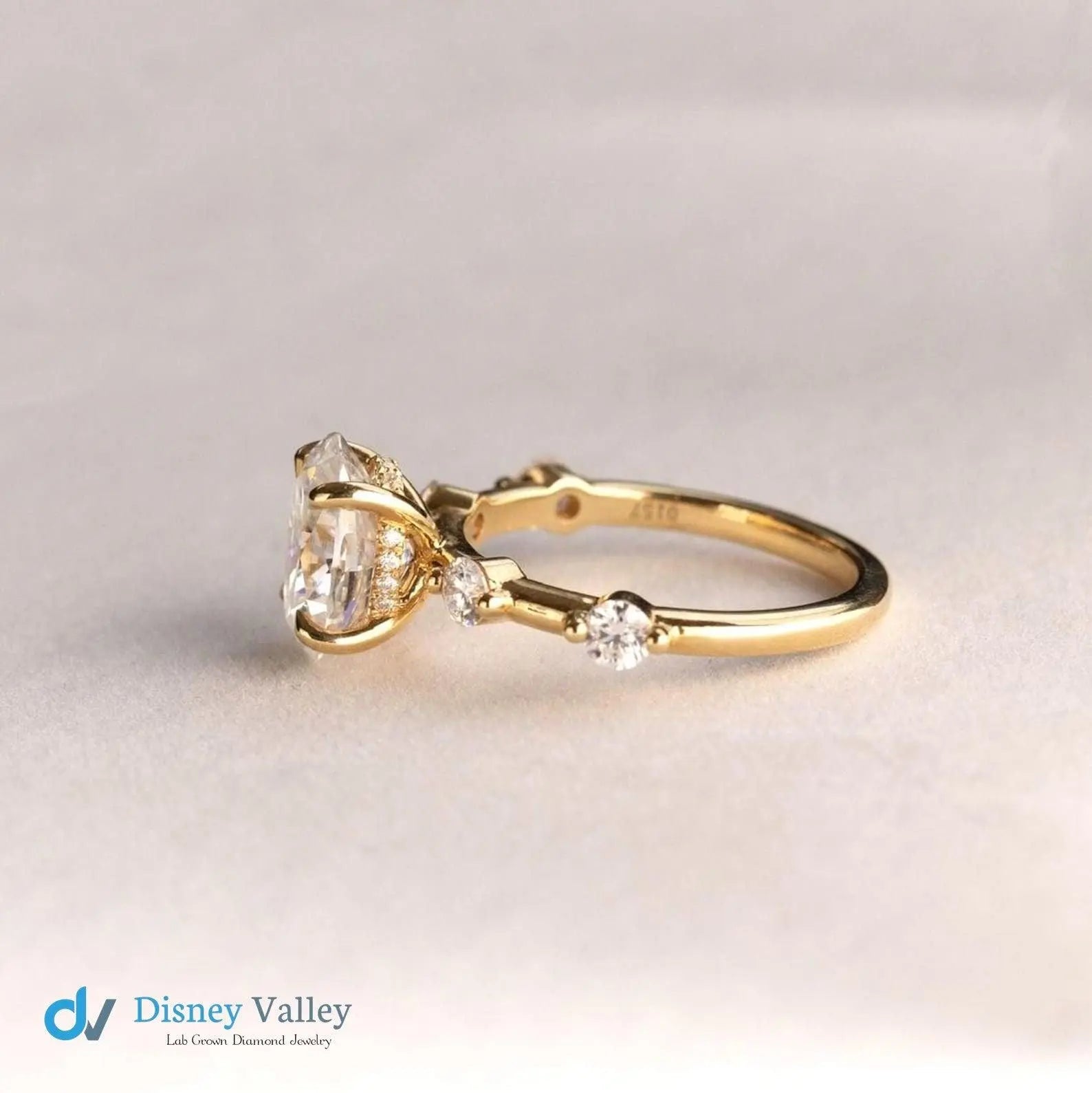 2 CT Oval Cut Lab Grown Engagement Ring Antique Yellow Gold Ring - DisneyValley