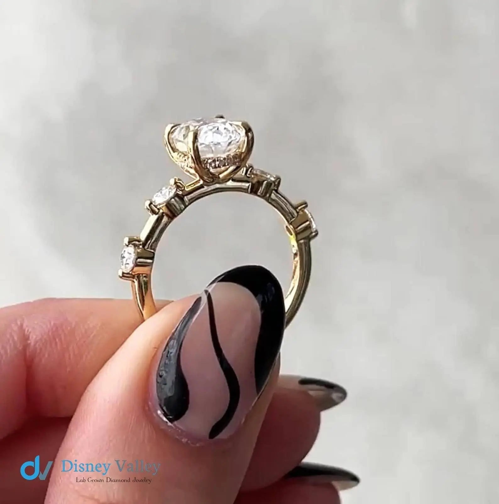 2 CT Oval Cut Lab Grown Engagement Ring Antique Yellow Gold Ring - DisneyValley