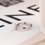Solid Gold Pear Moissanite Engagement Ring, 3mm Wide Band Ring