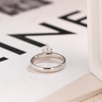 Solid Gold Pear Moissanite Engagement Ring, 3mm Wide Band Ring