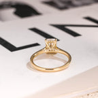 Solid Gold Radiant Cut Moissanite Engagement Ring, Cathedral Hidden Halo Ring